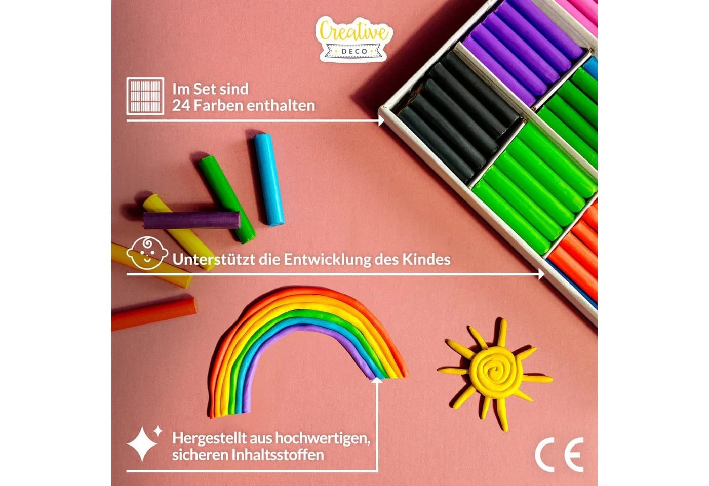 Creative Deco Knete Set 24 Farben 1600g Bunt - Bild 4