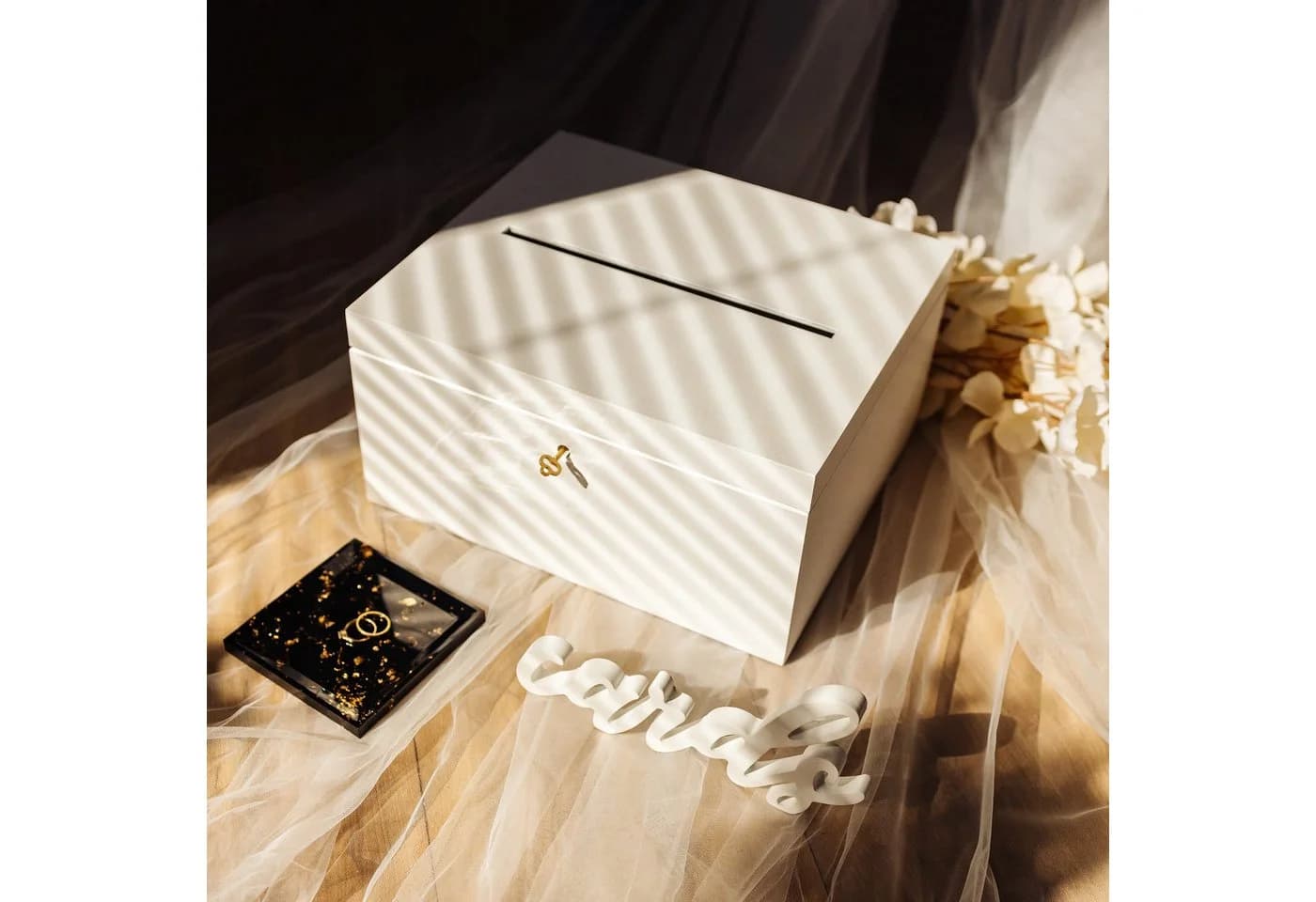 Creative Deco Dekokiste Holzkiste Kartenbox Hochzeit Weiß