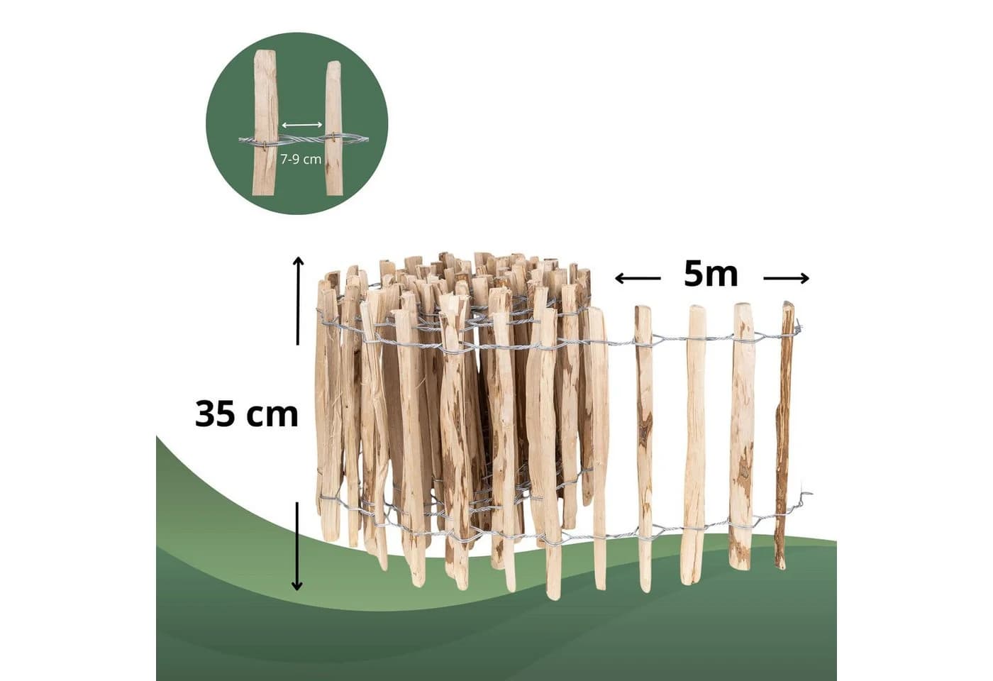 Creative Home Staketenzaun Haselnusszaun Lattenabstand 7-9 cm