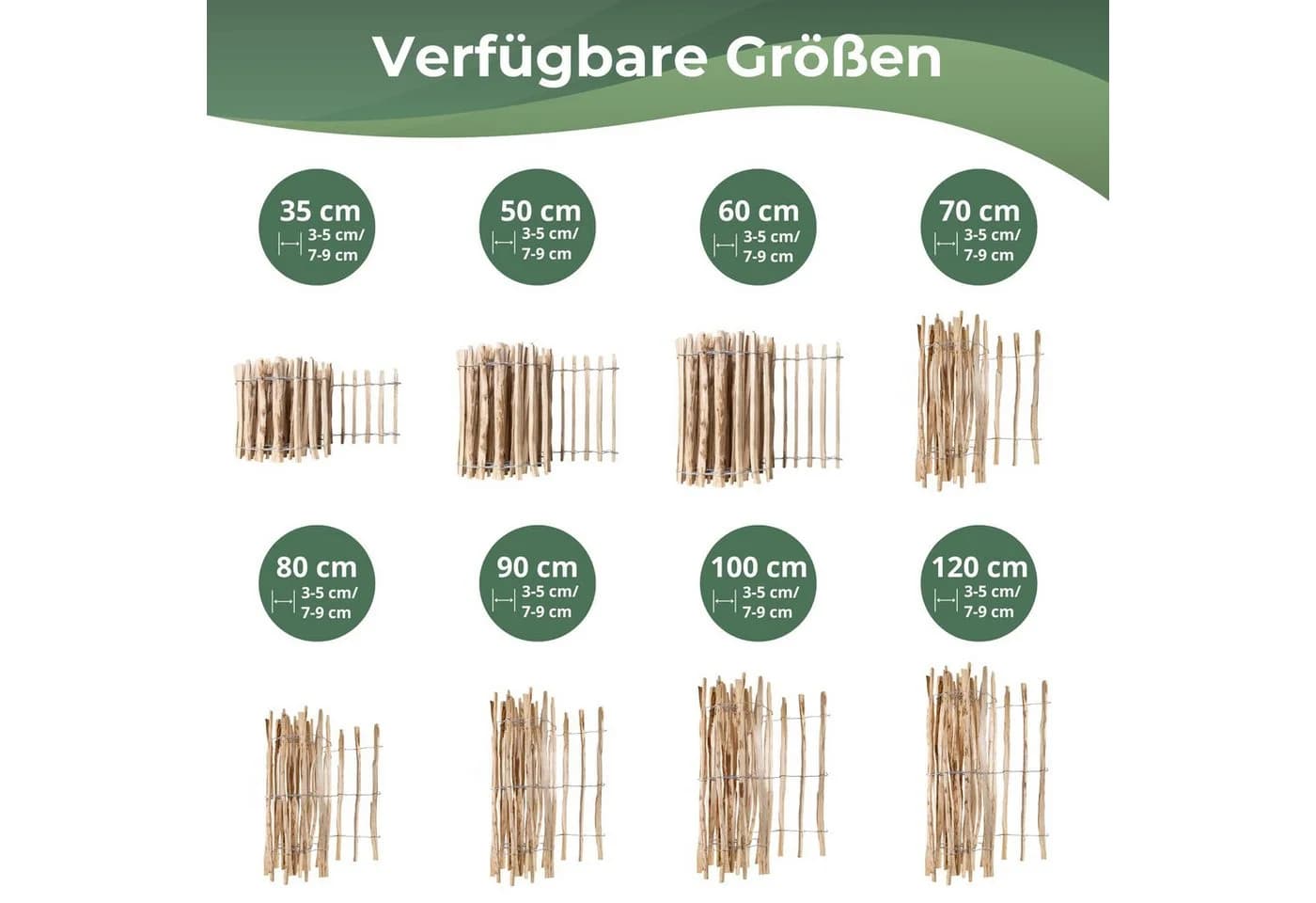 Creative Home Staketenzaun Haselnusszaun Lattenabstand 7-9 cm - Bild 3