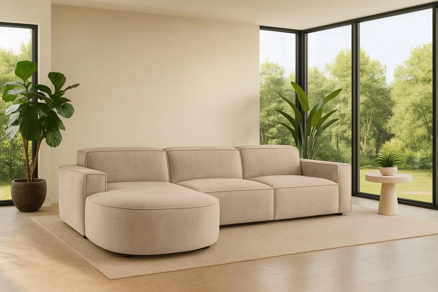 Kaiser Möbel Ecksofa Cursal Round Beige Modernes Modulares L-Sofa - Bild 2