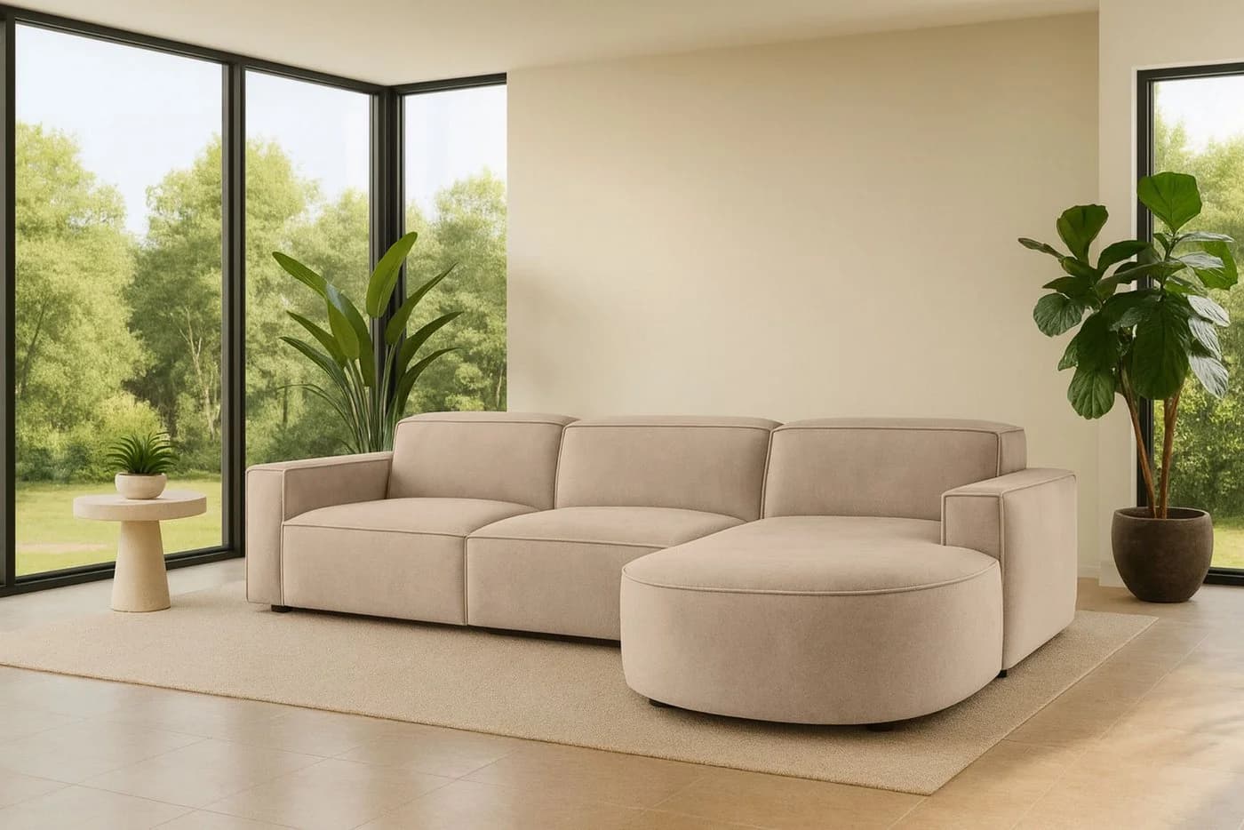 Kaiser Möbel Ecksofa Cursal Round Beige Modernes L-Sofa - Bild 2
