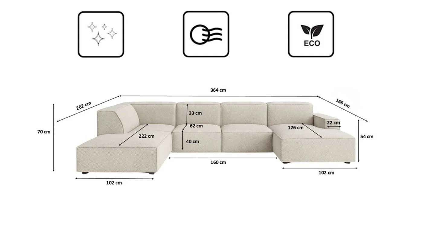 Kaiser Möbel Ecksofa Cursal V – Modulares Design, Beige, Stoff - Bild 3