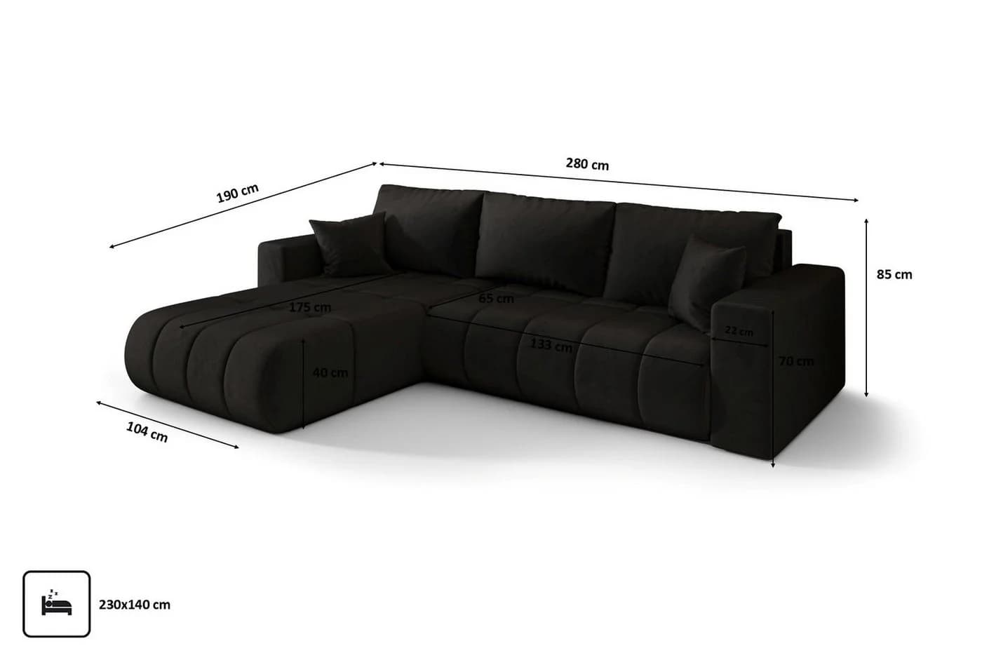 Kaiser Möbel Ecksofa MILO PREMIUM mit Schlaffunktion grau - Bild 3