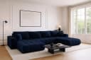 Kaiser Möbel Ecksofa U-Form MILO U PREMIUM Blau Velours Schlaffunktion Bild 2