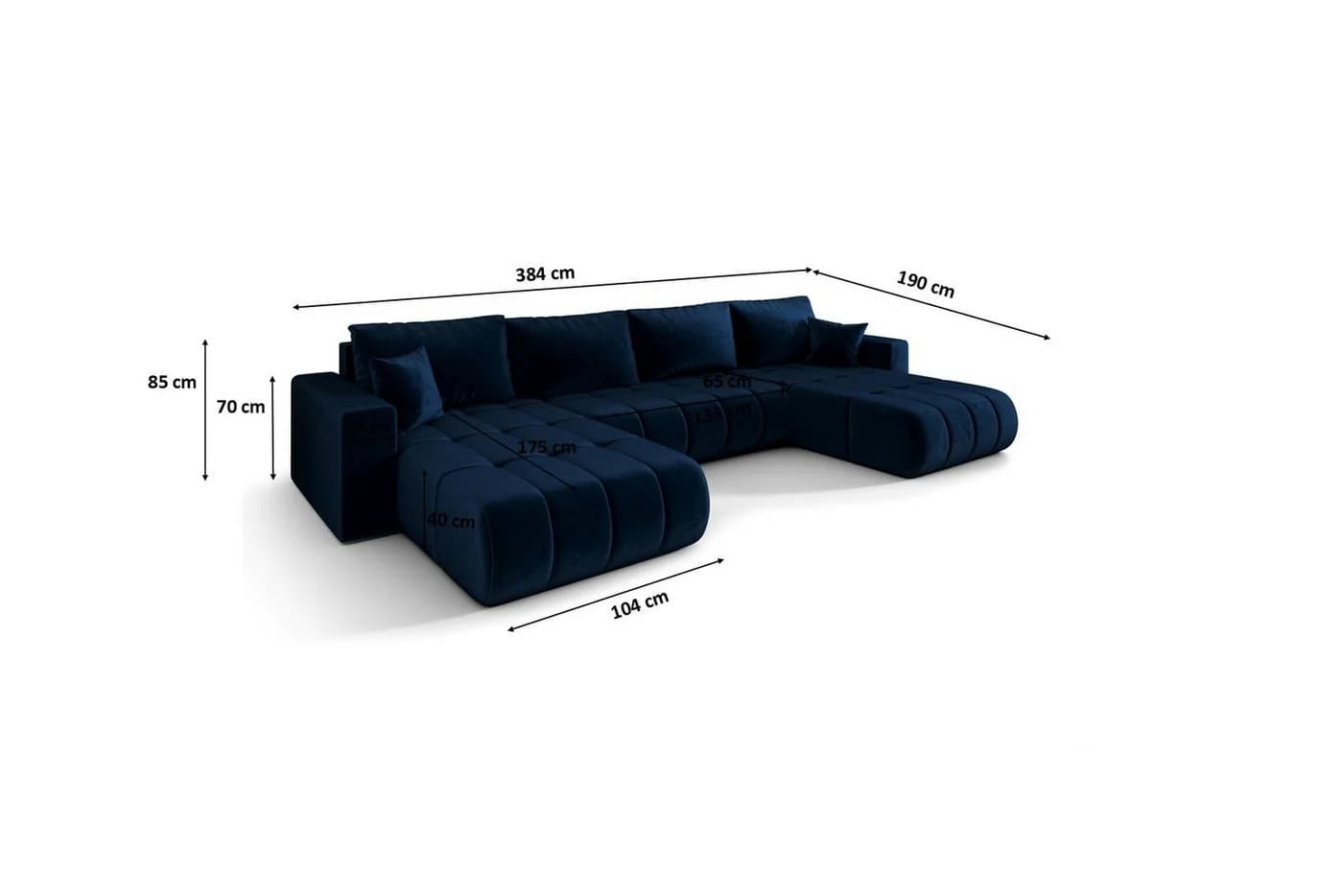 Kaiser Möbel Ecksofa U-Form MILO U PREMIUM Blau Velours Schlaffunktion - Bild 3