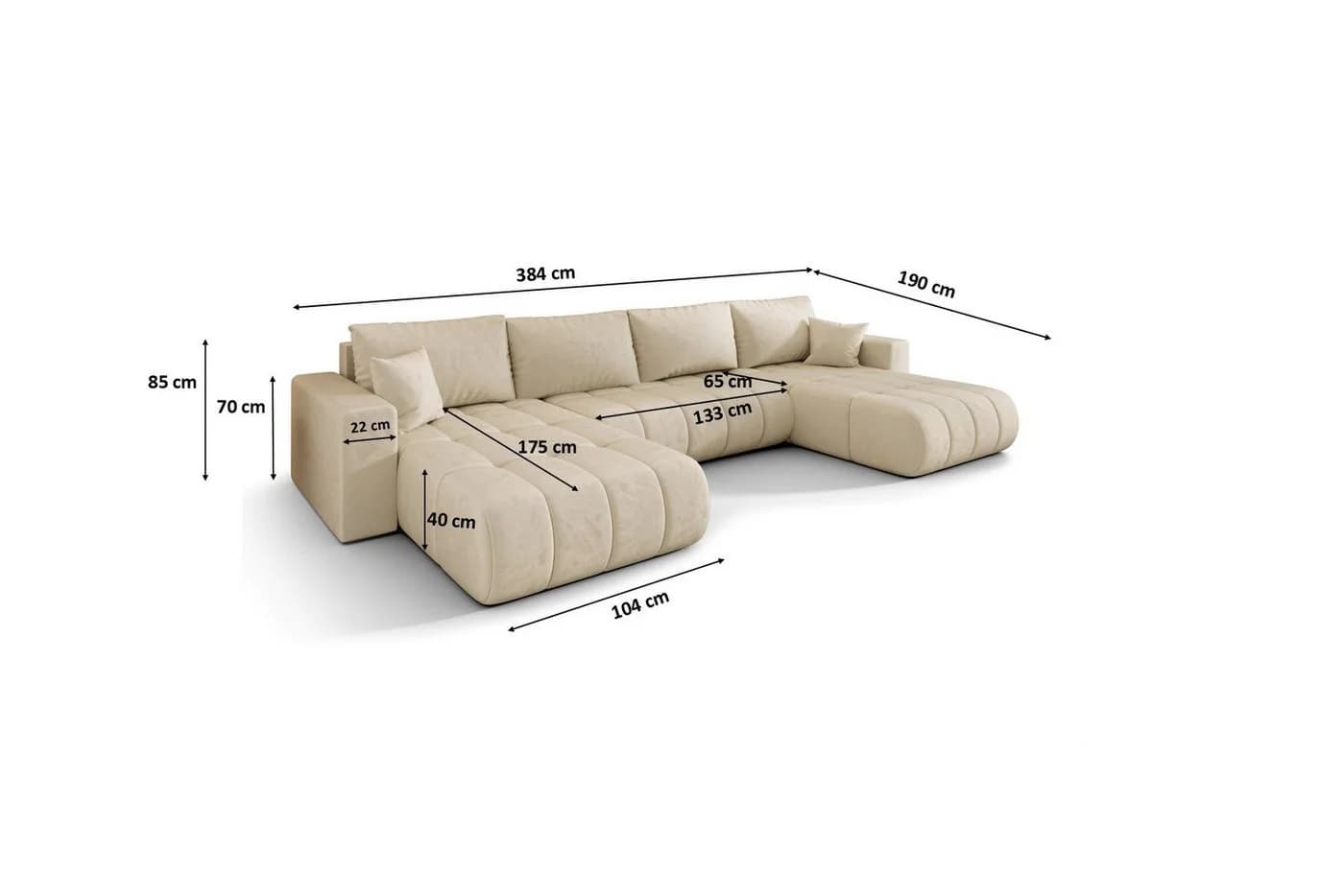 Kaiser Möbel Ecksofa U-Form MILO U PREMIUM mit Schlaffunktion und Bettkasten - Bild 3