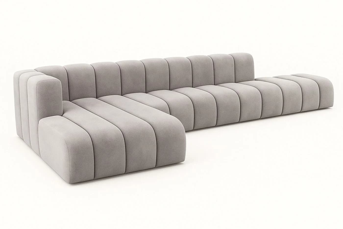 Kaiser Möbel Ecksofa GRAND L mit Hocker, Modulares L-Ecksofa, Premium-Velours Salvador