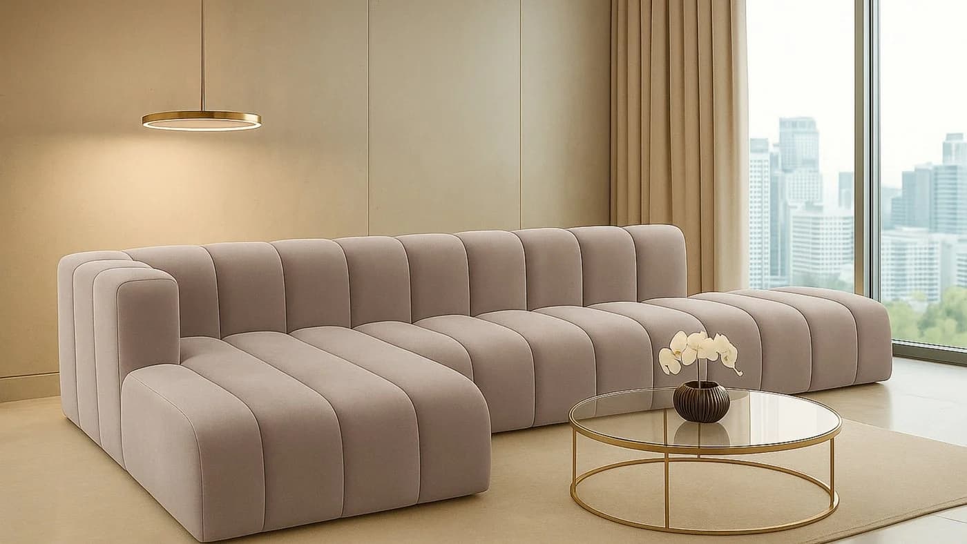Kaiser Möbel Ecksofa GRAND L mit Hocker, Modulares L-Ecksofa, Premium-Velours Salvador - Bild 2
