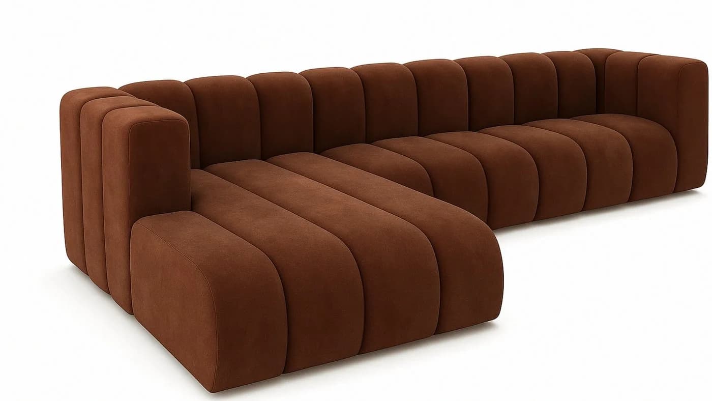 Kaiser Möbel Ecksofa Salvador Grand L 318 cm Modern Samt Braun - Bild 3