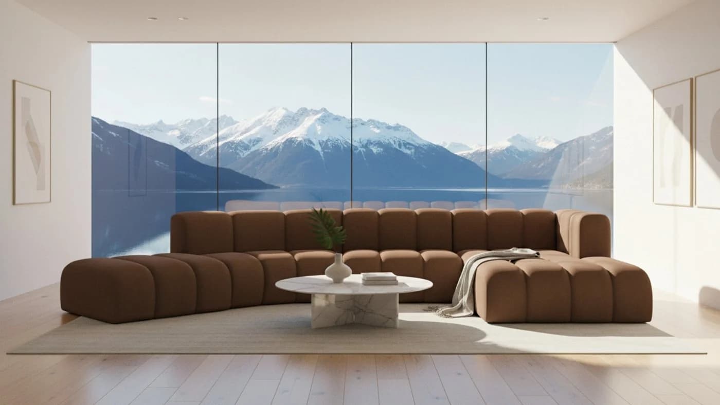 Kaiser Möbel Ecksofa Velours Grand L Round Modern Braun - Bild 2