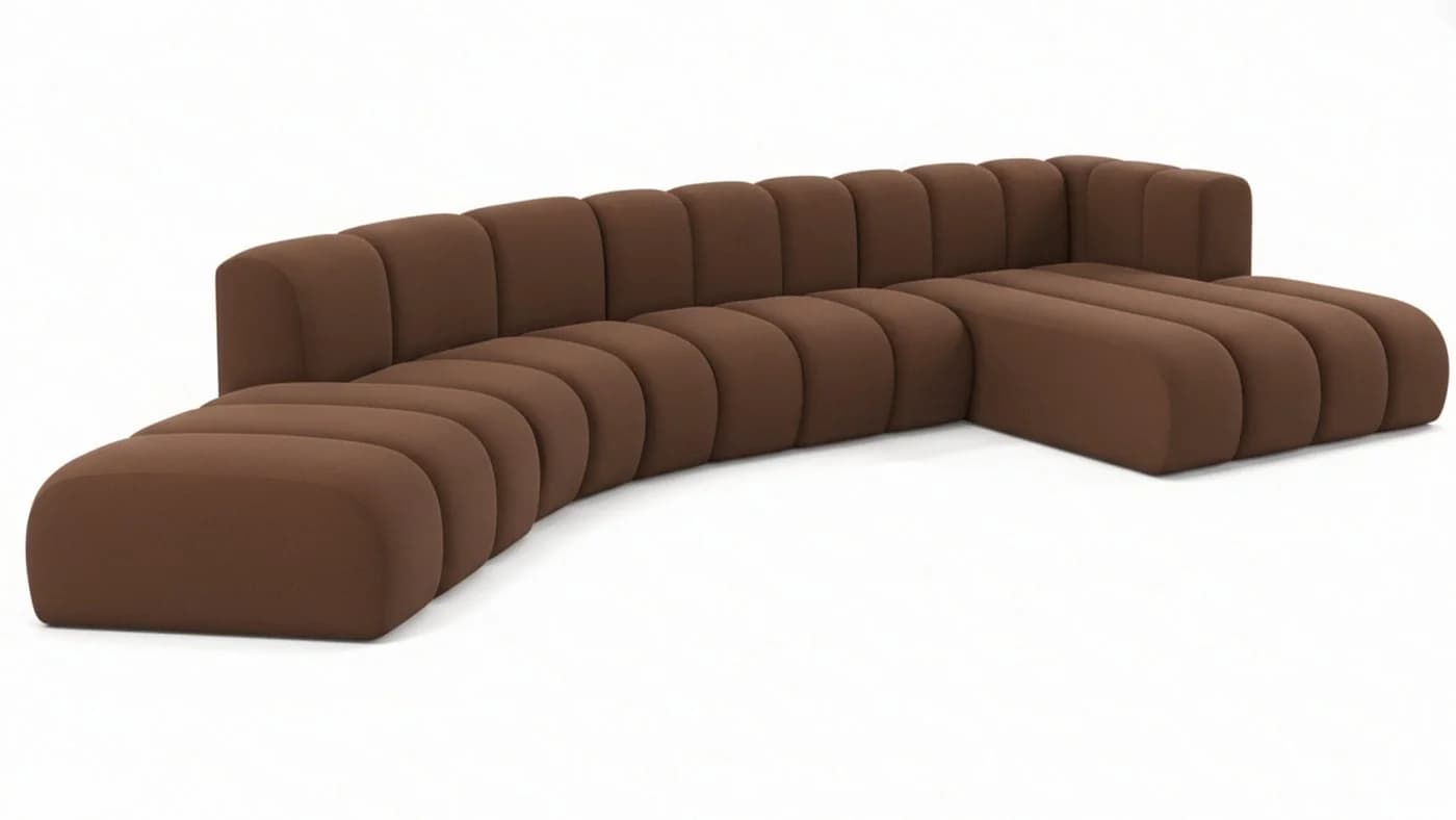 Kaiser Möbel Ecksofa Velours Grand L Round Modern Braun - Bild 3