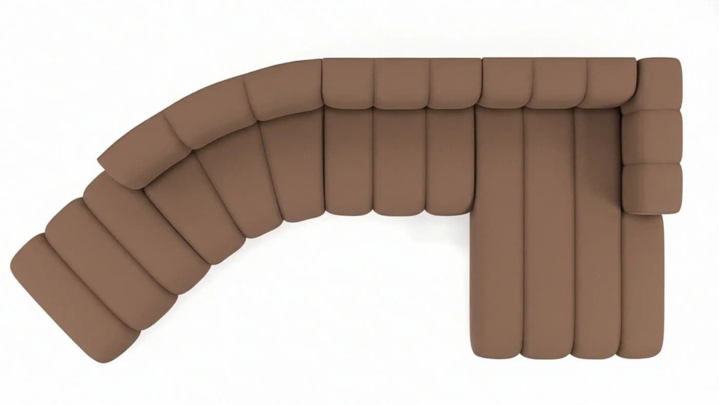 Kaiser Möbel Ecksofa Velours Grand L Round Modern Braun - Bild 4