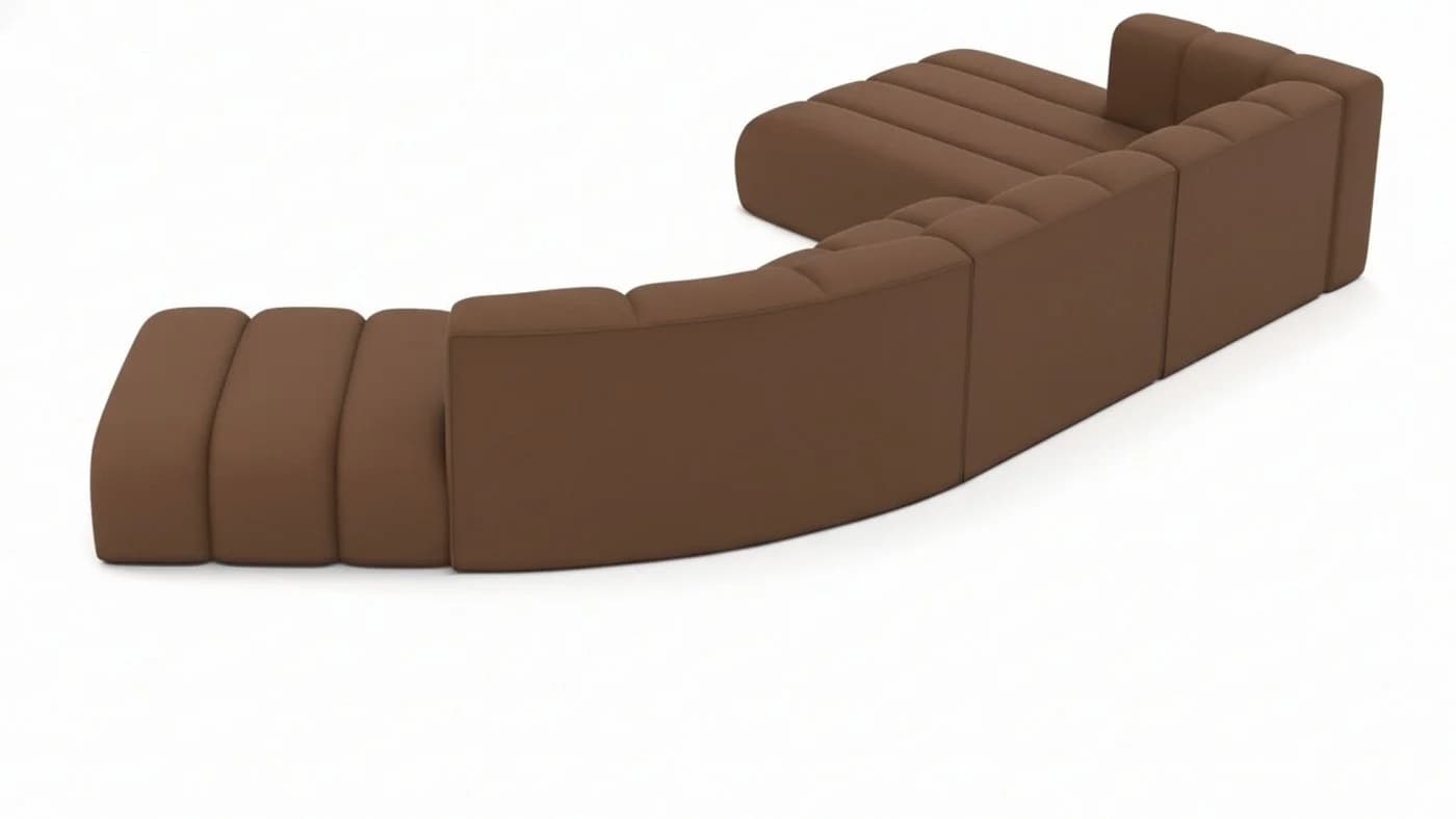 Kaiser Möbel Ecksofa Velours Grand L Round Modern Braun - Bild 5