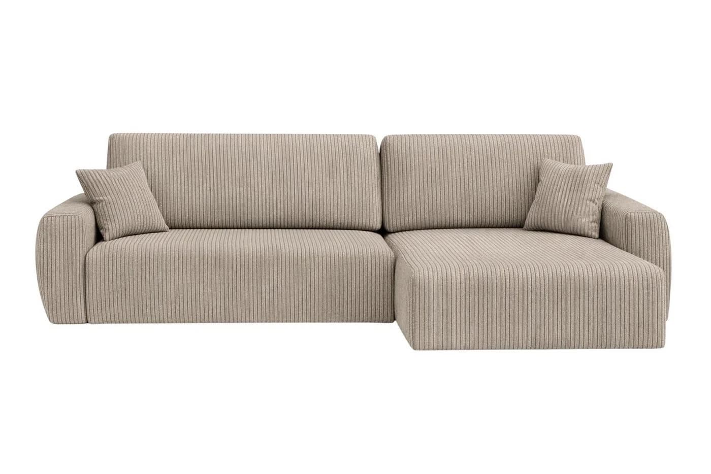 Kaiser Möbel Ecksofa mit Schlaffunktion und Bettkasten Ariel L Cord-Sofa aus Stoff Poso