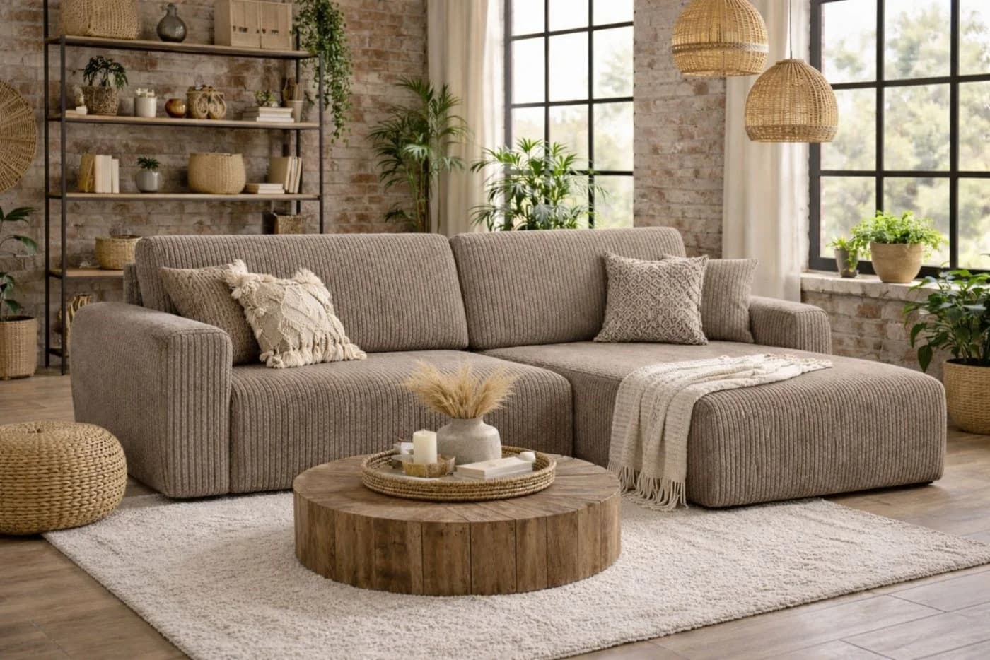 Kaiser Möbel Ecksofa mit Schlaffunktion und Bettkasten Ariel L Cord-Sofa aus Stoff Poso - Bild 2