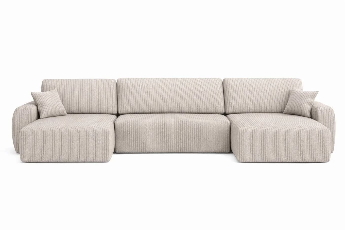 Kaiser Möbel Ecksofa Ariel UXL mit Schlaffunktion und Bettkasten Beige Cordstoff