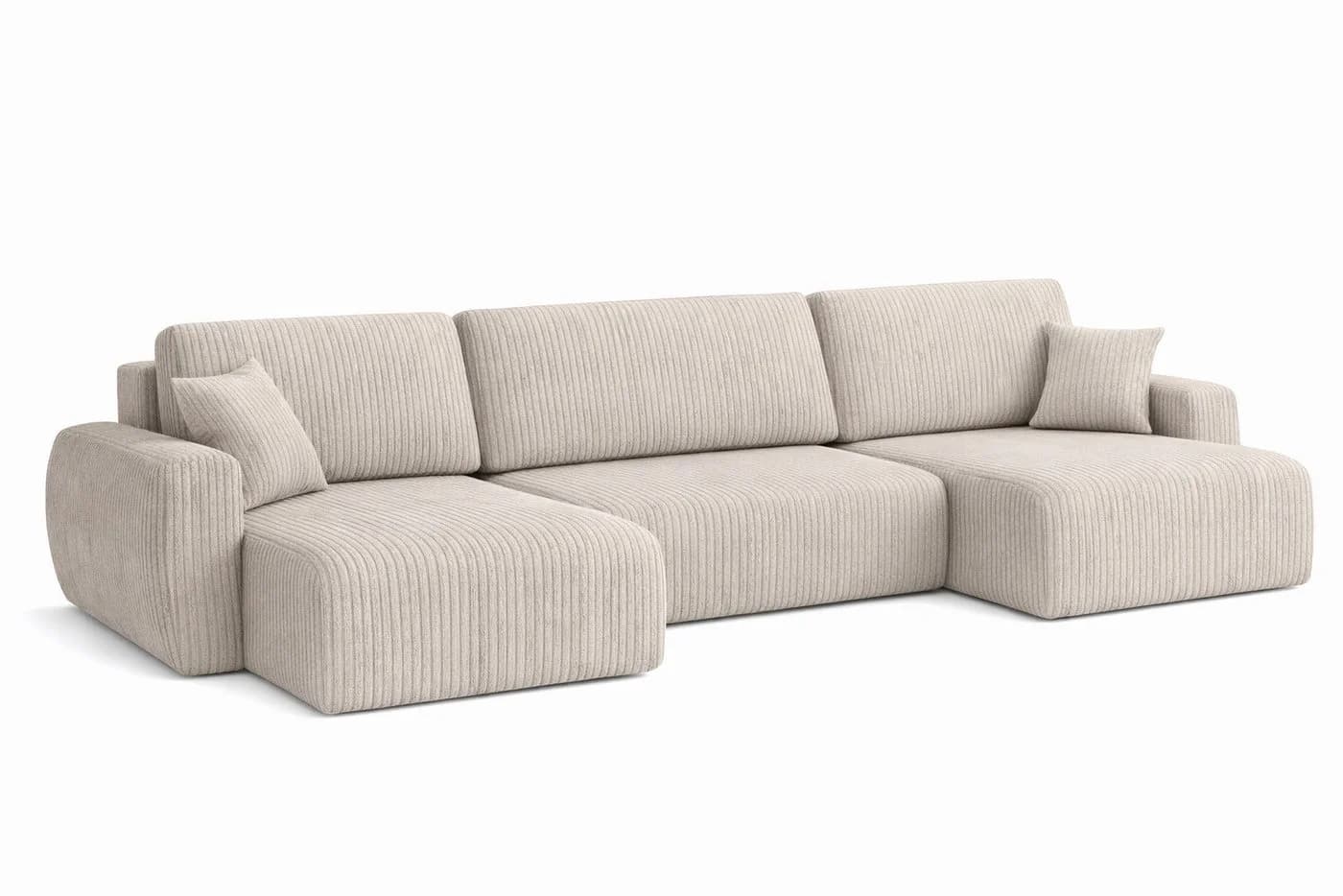 Kaiser Möbel Ecksofa Ariel UXL mit Schlaffunktion und Bettkasten Beige Cordstoff - Bild 3