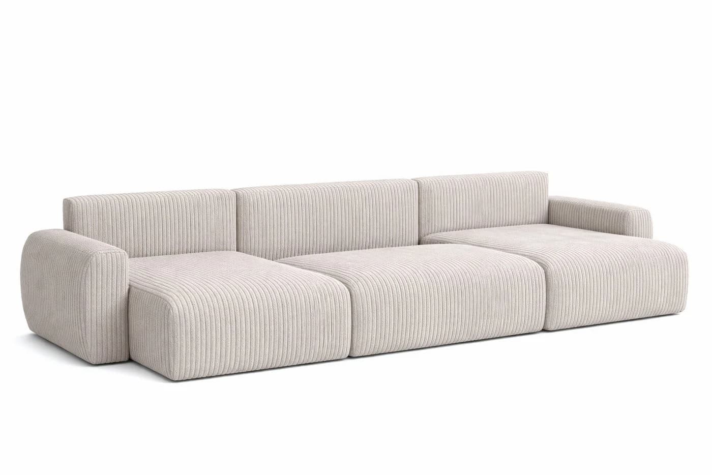 Kaiser Möbel Ecksofa Ariel UXL mit Schlaffunktion und Bettkasten Beige Cordstoff - Bild 4