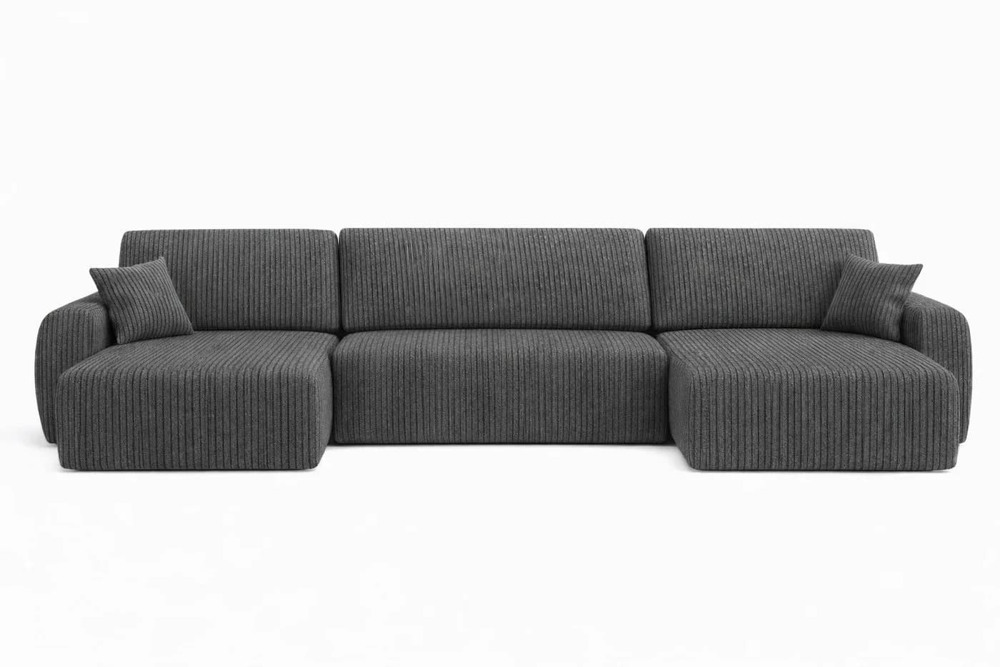 Kaiser Möbel Ecksofa Ariel UXL mit Schlaffunktion und Bettkasten Grau Cordstoff