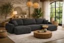 Kaiser Möbel Ecksofa Ariel UXL mit Schlaffunktion und Bettkasten Grau Cordstoff Bild 2