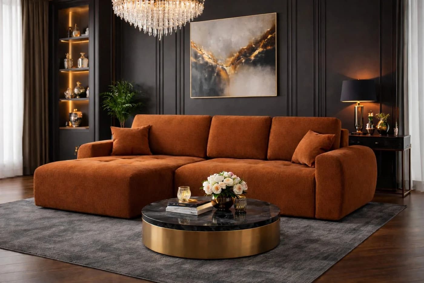 Kaiser Möbel Ecksofa Ivo L mit Schlaffunktion und Bettkasten Braun Velours - Bild 2