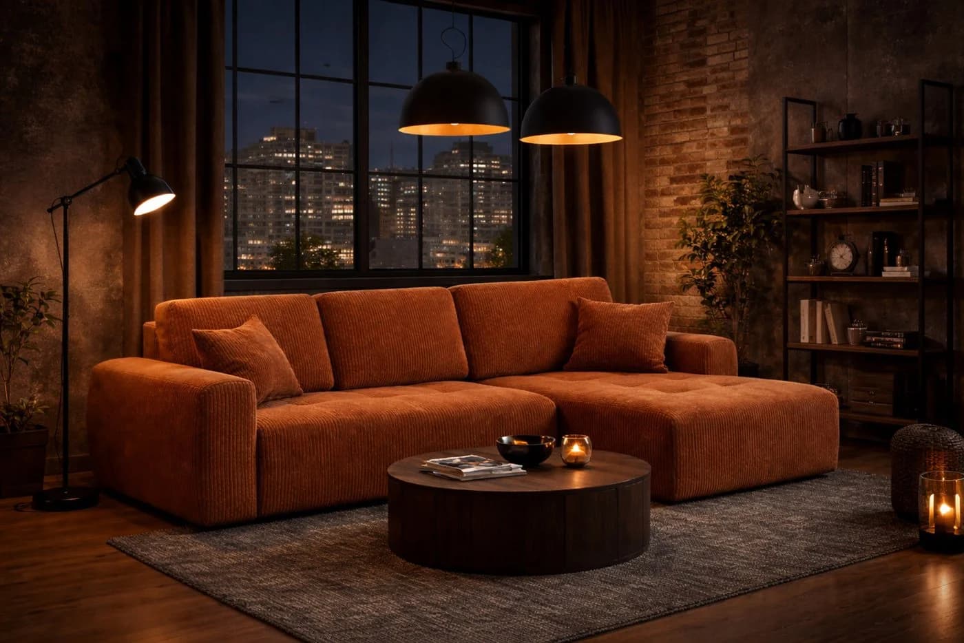 Kaiser Möbel Ecksofa Ivo L mit Schlaffunktion und Bettkasten Cordstoff Orange - Bild 2