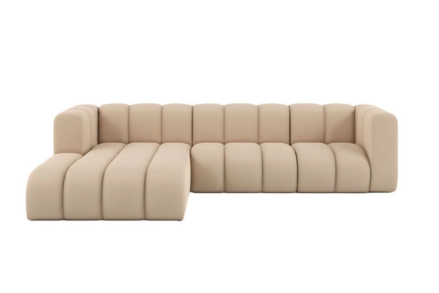 Kaiser Möbel Ecksofa Grand L 287 cm Beige Veloursstoff Salvador