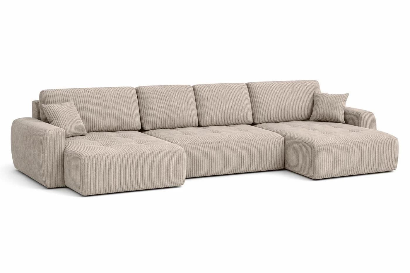 Kaiser Möbel Ecksofa Ivo U mit Schlaffunktion Cordstoff Poso Beige - Bild 3