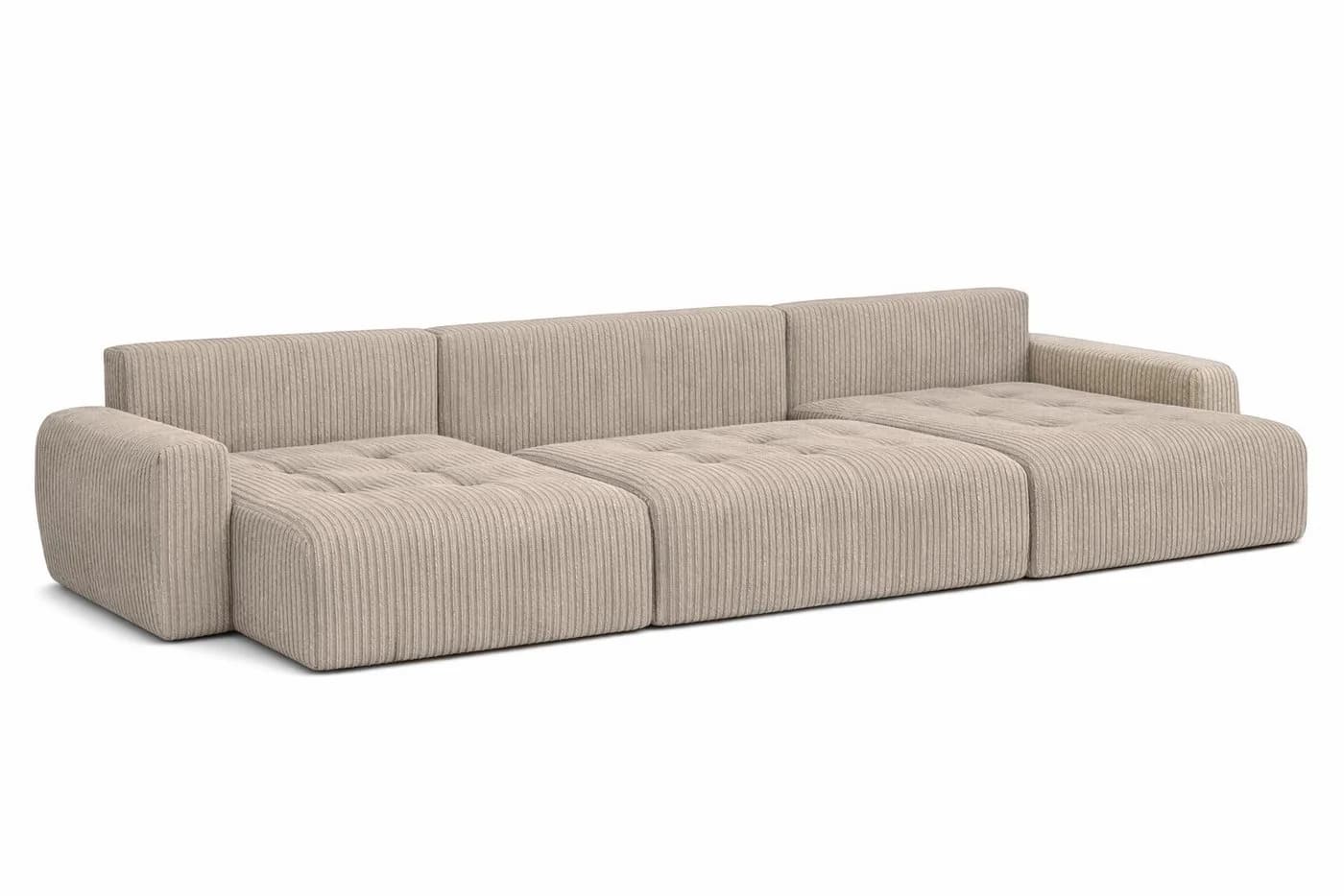 Kaiser Möbel Ecksofa Ivo U mit Schlaffunktion Cordstoff Poso Beige - Bild 4
