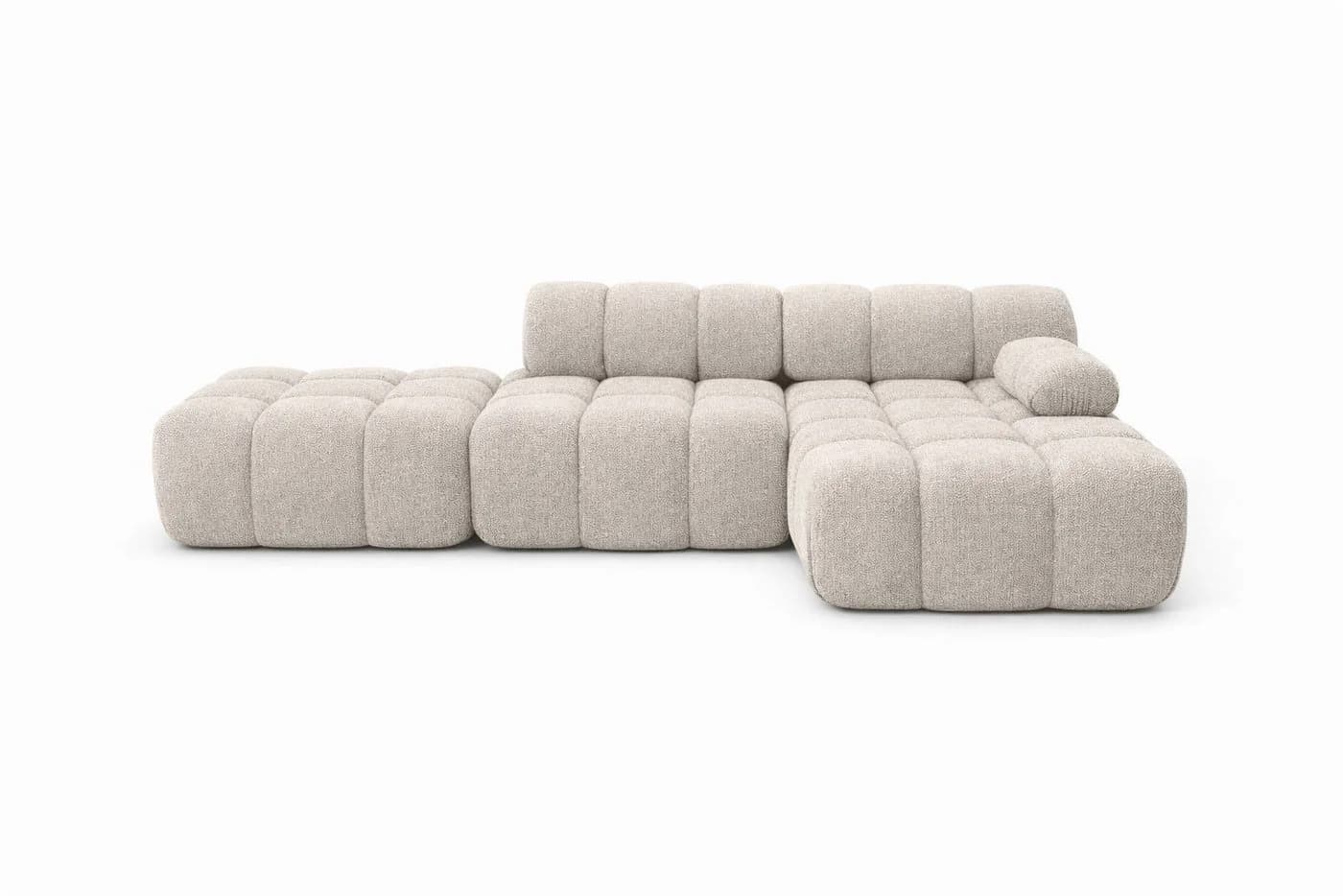Kaiser Möbel Ecksofa Selia L mit Hocker, Beige, Bouclé-Stoff Abriamo