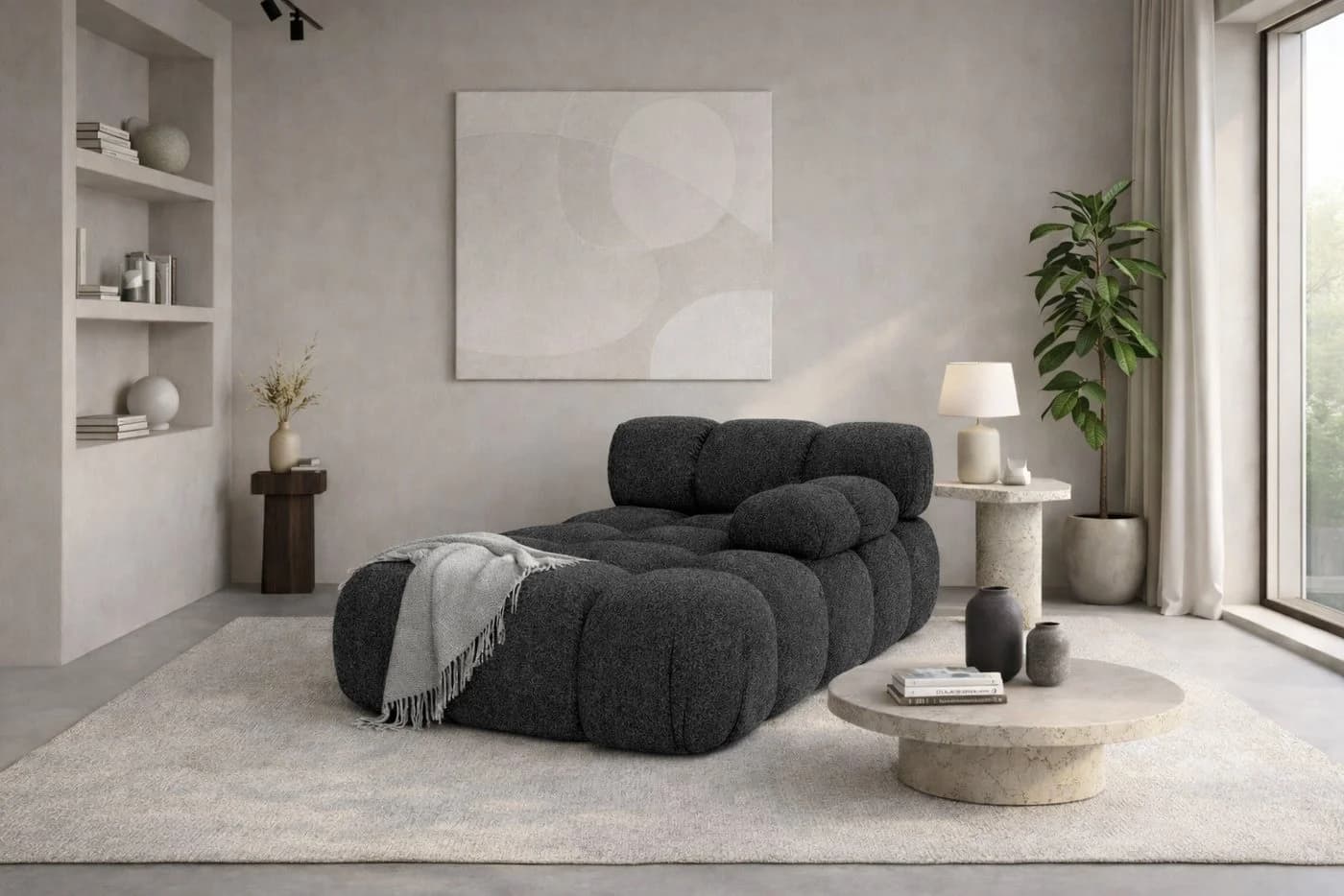 Kaiser Möbel Chaiselongue modular Selia Bouclé grau - Bild 2