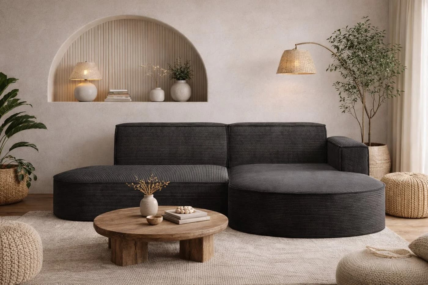 Kaiser Möbel Ecksofa MODENA STUDIO L-Form Cord Dunkelgrau - Bild 2