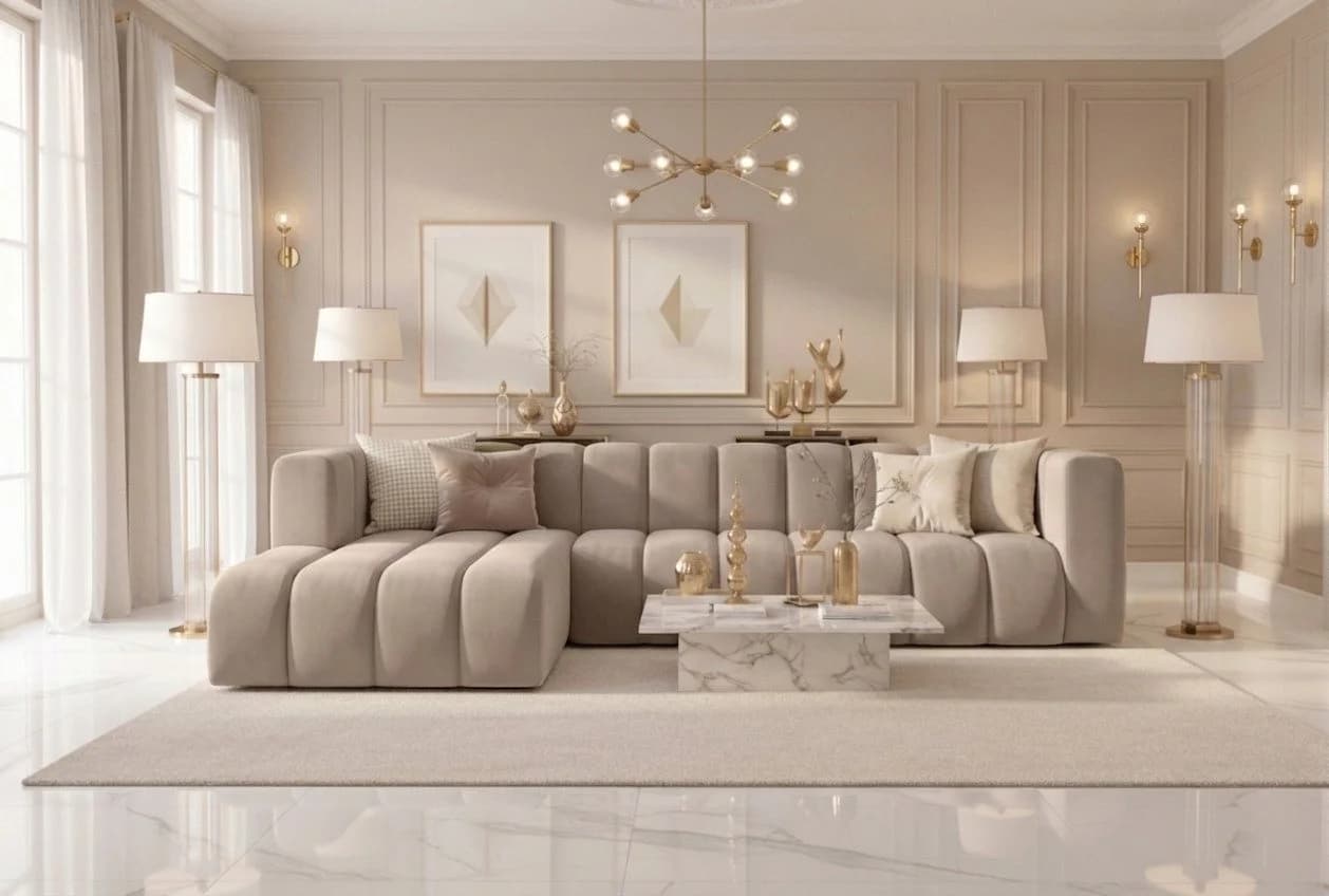 Kaiser Möbel Ecksofa Salvador Grand L 318 cm Beige Samt - Bild 2