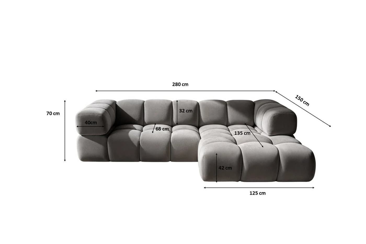 Kaiser Möbel Ecksofa AVERRO Velours Bluvel Grau Modern - Bild 3