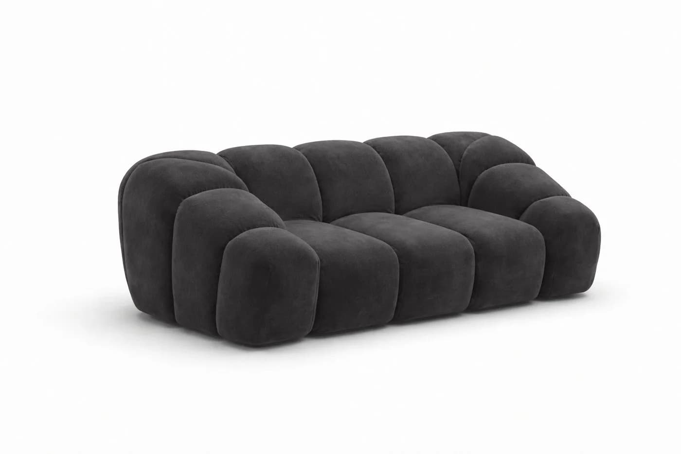 Kaiser Möbel CROISSANT 2-Sitzer Sofa Schwarz Samt Bluvel Modern