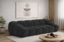 Kaiser Möbel CROISSANT 3-Sitzer Sofa Schwarz Samtstoff Bluvel Modern Bild 2