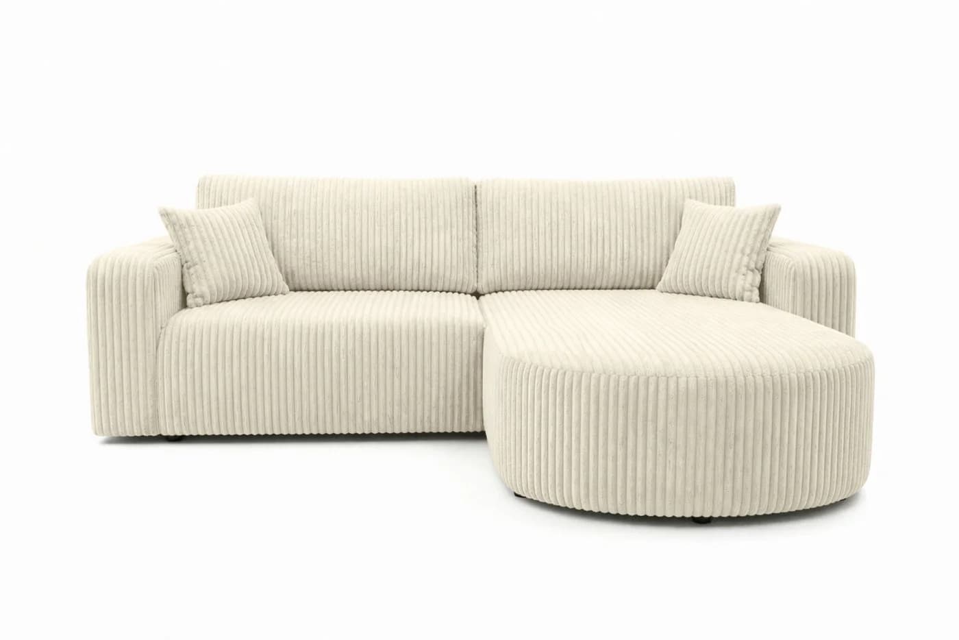 Kaiser Möbel Ecksofa ROUND ONE mit Schlaffunktion und Bettkasten Cordstoff Beige