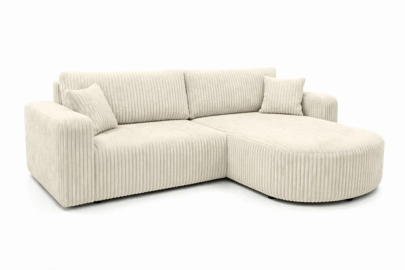 Kaiser Möbel Ecksofa ROUND ONE mit Schlaffunktion und Bettkasten Cordstoff Beige - Bild 3