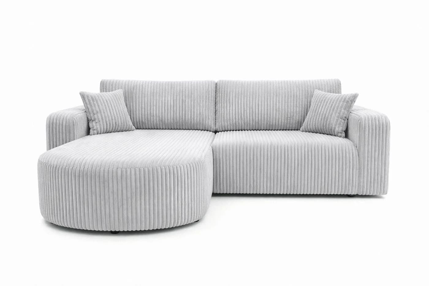 Kaiser Möbel Ecksofa ROUND ONE mit Schlaffunktion und Bettkasten Grau Cord