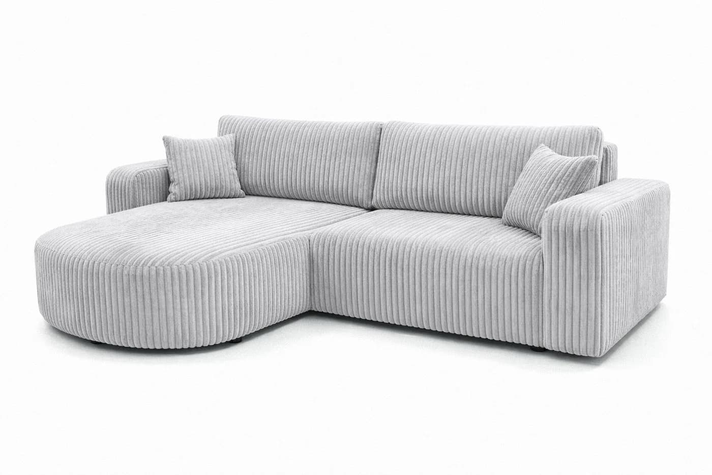 Kaiser Möbel Ecksofa ROUND ONE mit Schlaffunktion und Bettkasten Grau Cord - Bild 3