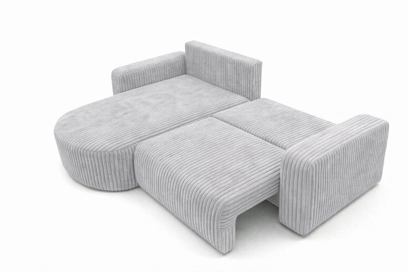 Kaiser Möbel Ecksofa ROUND ONE mit Schlaffunktion und Bettkasten Grau Cord - Bild 5