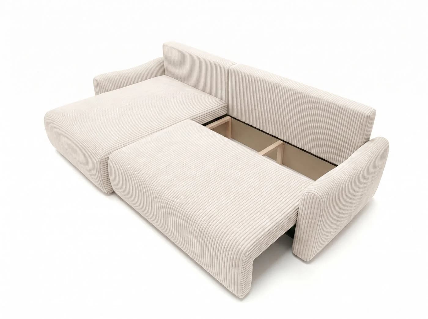Kaiser Möbel Ecksofa JAPANDI mit Schlaffunktion & Bettkasten Beige Cord - Bild 4