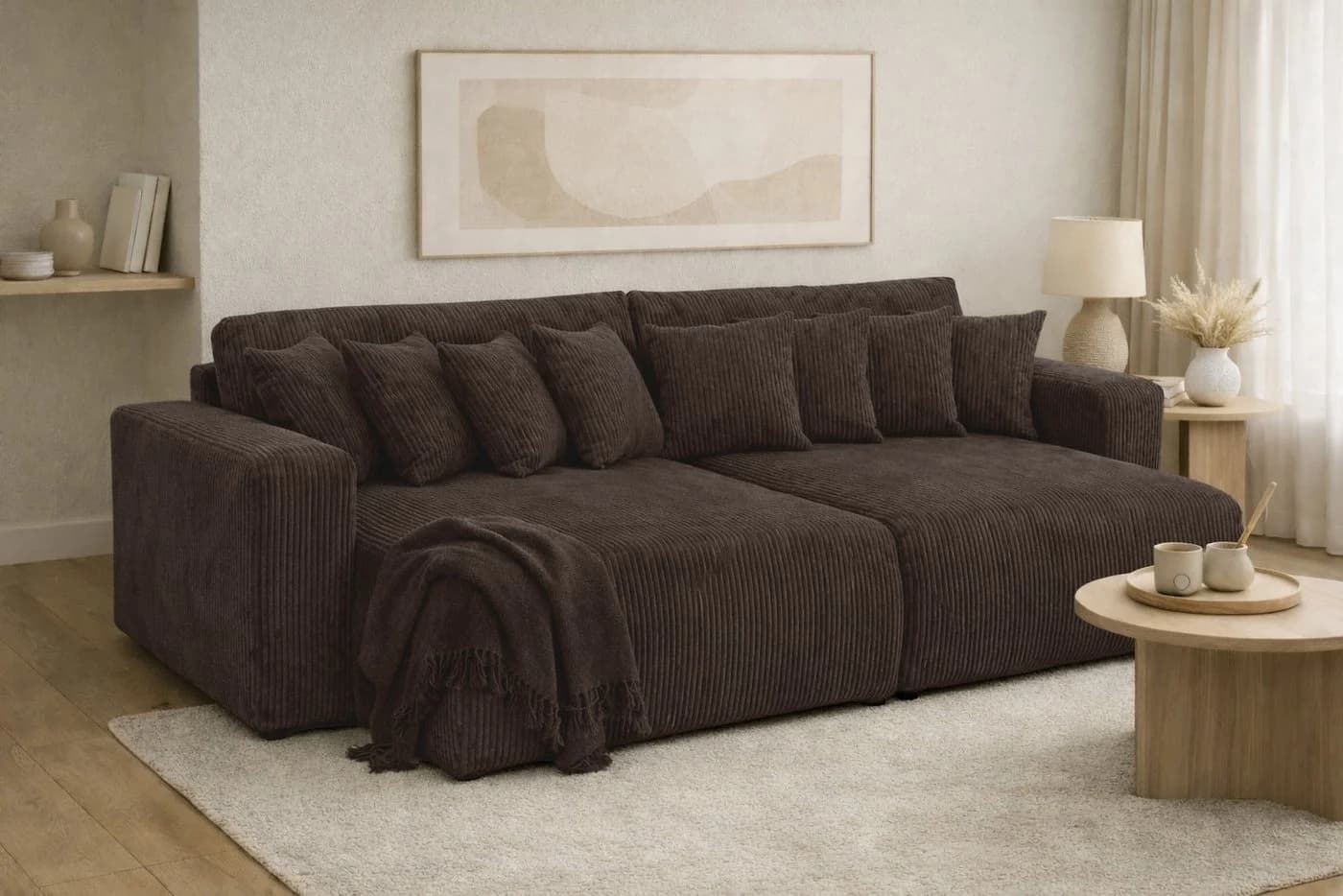 Kaiser Möbel Schlafsofa PIANO DOUBLE Cordstoff Poso Braun - Bild 2