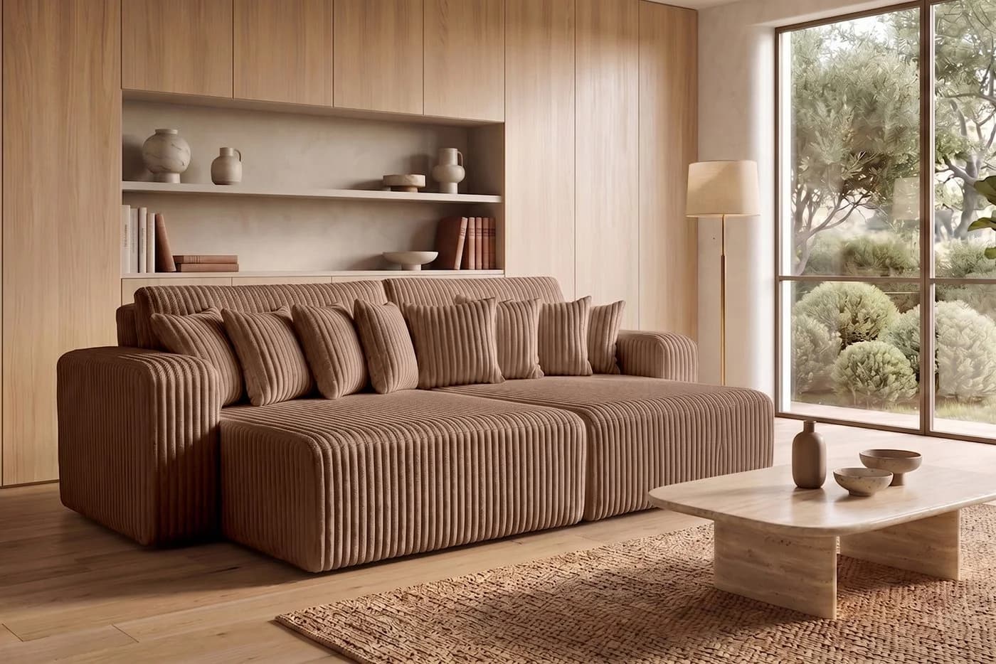 Kaiser Möbel Schlafsofa PIANO DOUBLE mit Bettkasten Cordstoff Tilia Braun - Bild 2