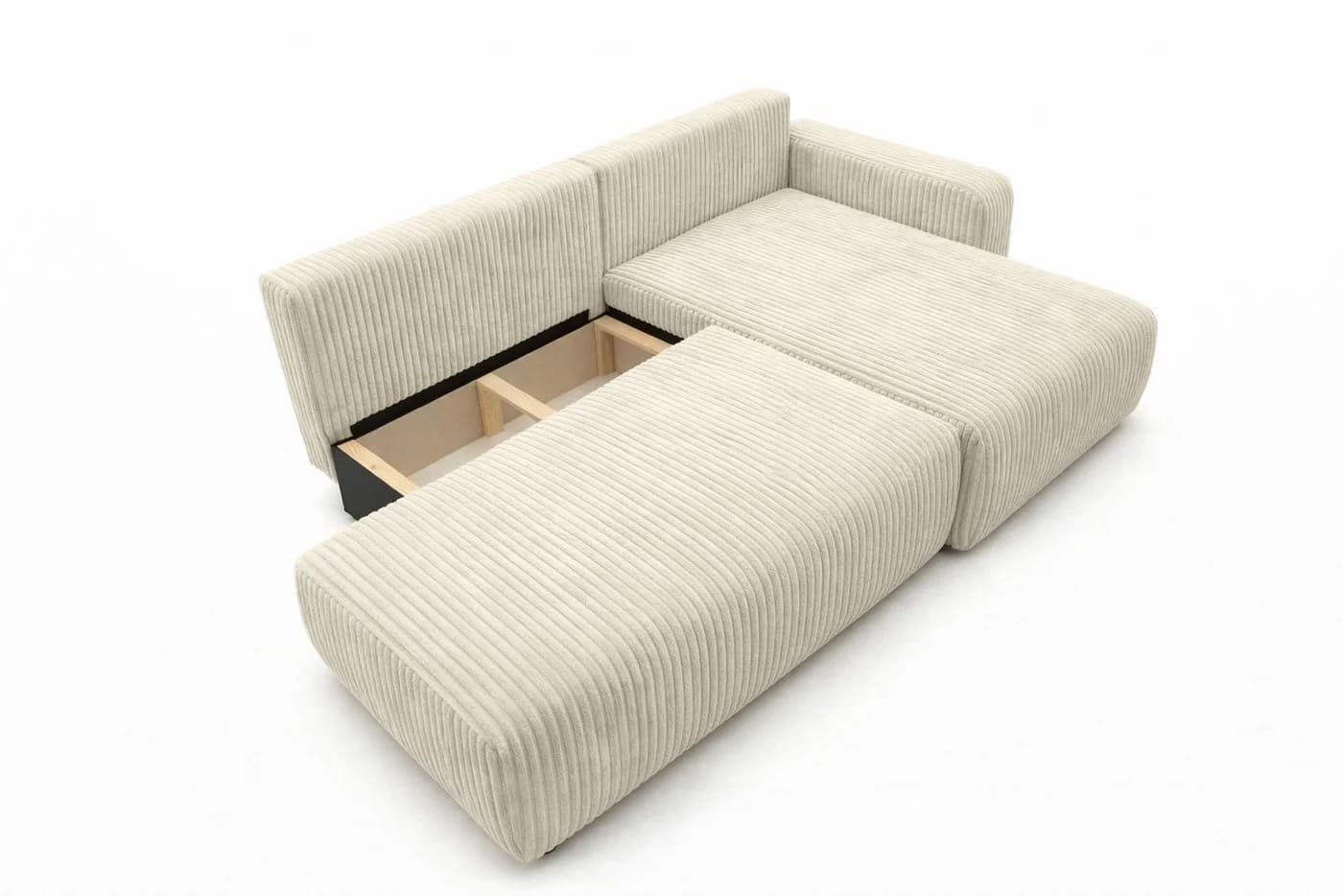 Kaiser Möbel Ecksofa OPEN XL mit Schlaffunktion und Bettkasten Beige Cordstoff - Bild 4