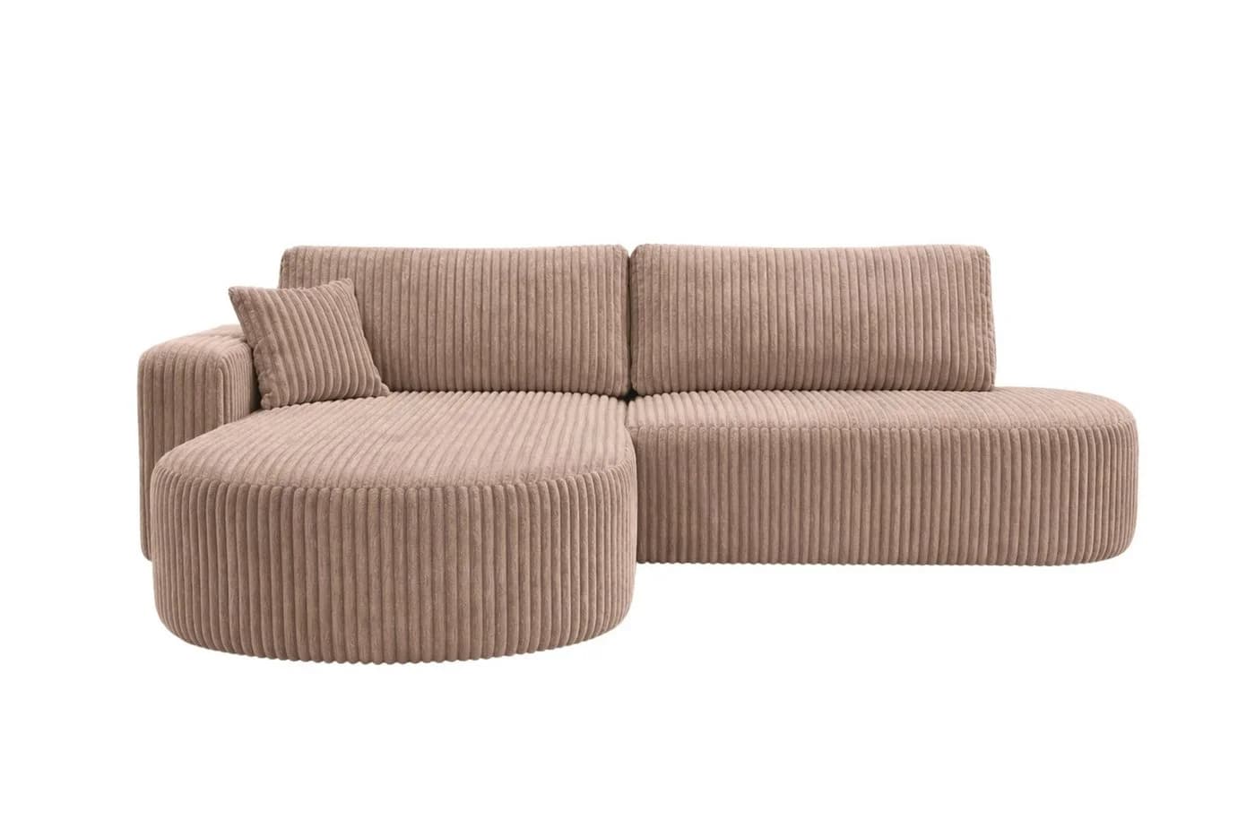 Kaiser Möbel Ecksofa mit Schlaffunktion und Bettkasten, Cordstoff Tilia, Braun