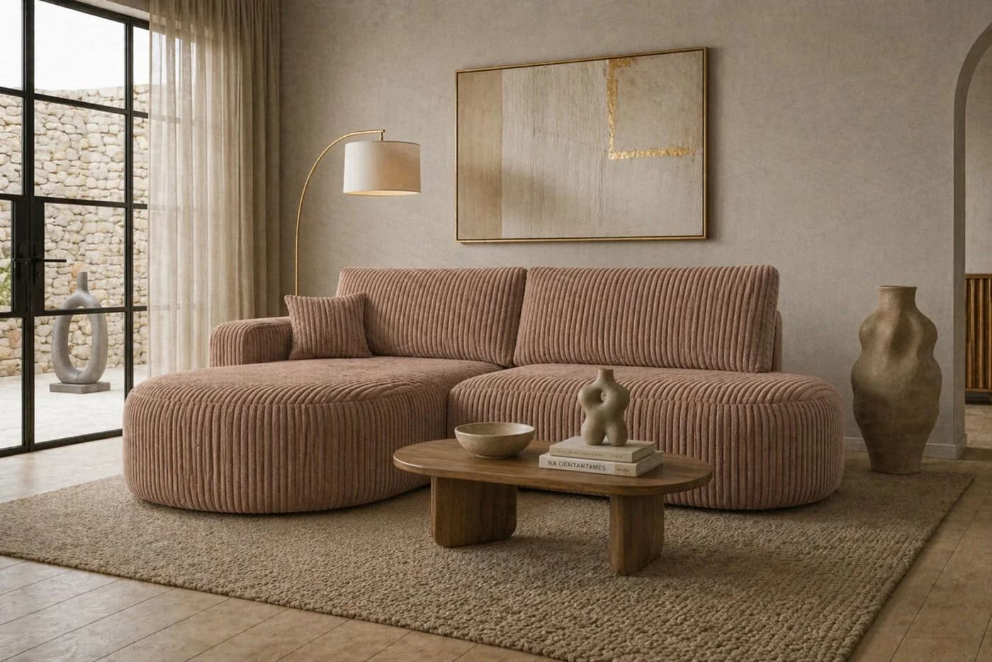 Kaiser Möbel Ecksofa mit Schlaffunktion und Bettkasten, Cordstoff Tilia, Braun - Bild 2