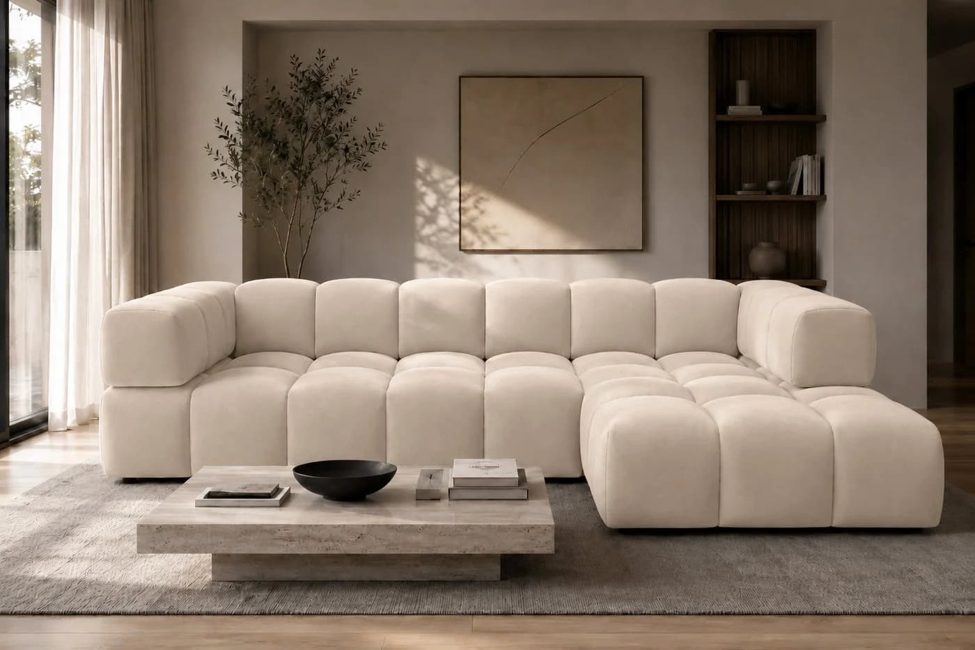 Kaiser Möbel Ecksofa AVERRO XL L-Form Veloursstoff Bluvel Beige Modern - Bild 2