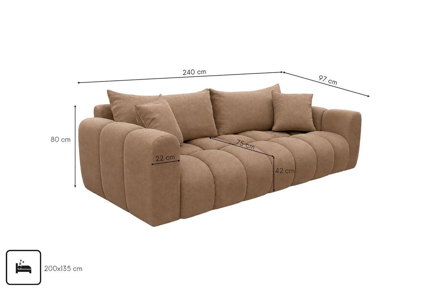 Kaiser Möbel Schlafsofa Bluvel Velvet Bettkasten - Bild 5